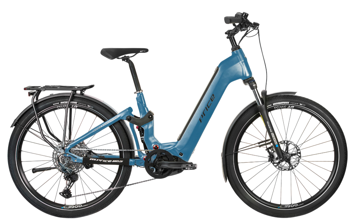 PRICE e-Trekking Fully Tiefeinsteiger in Hellblau